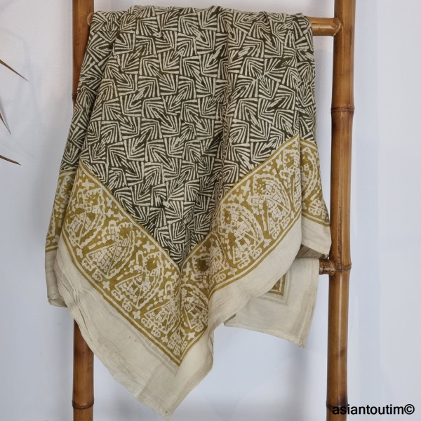 Grand foulard block print Bagru 25.24, Etole, Paréo by Asiantoutim