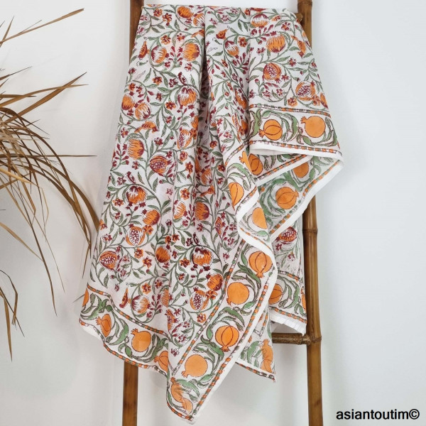 Grand foulard block print Sanganer 16, Etole, Paréo