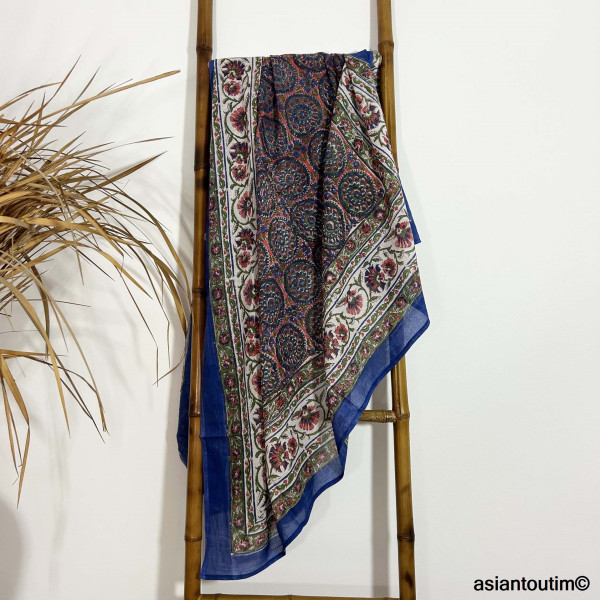 Grand foulard block print Sanganer 25.5, Etole, Paréo
