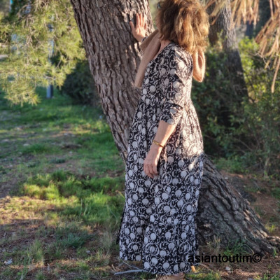 Robe Solène Bohème Black Flowers n°1 Robe Solène Bohème Black Flowers n°1