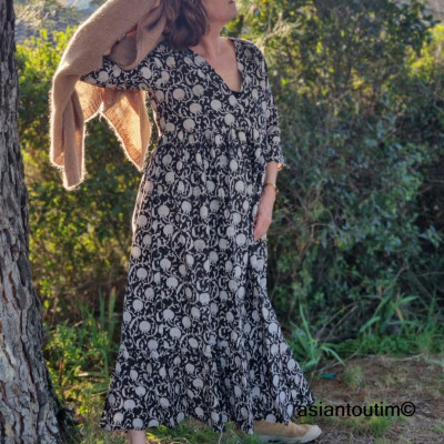 Robe Solène Bohème Black Flowers n°1 Robe Solène Bohème Black Flowers n°1