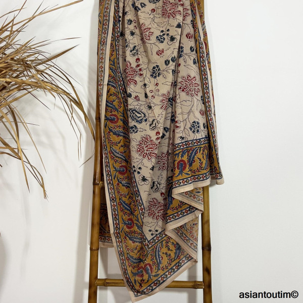 Grand foulard block print Sanganer 25.16, Etole, Paréo
