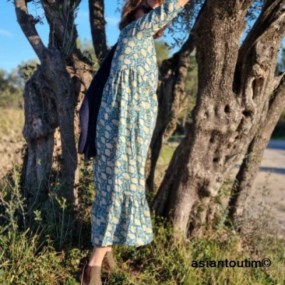 Robe Solène Bohème Coton Yellow Flowers n°6 Robe Solène Bohème Coton Yellow Flowers n°6