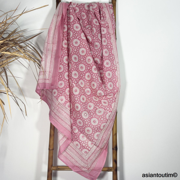 Grand foulard block print Sanganer 25.20, Etole, Paréo