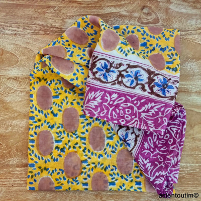 Foulard, Carré block print coton by Asiantoutim n° 2 Foulard, Carré block print coton by Asiantoutim n° 2