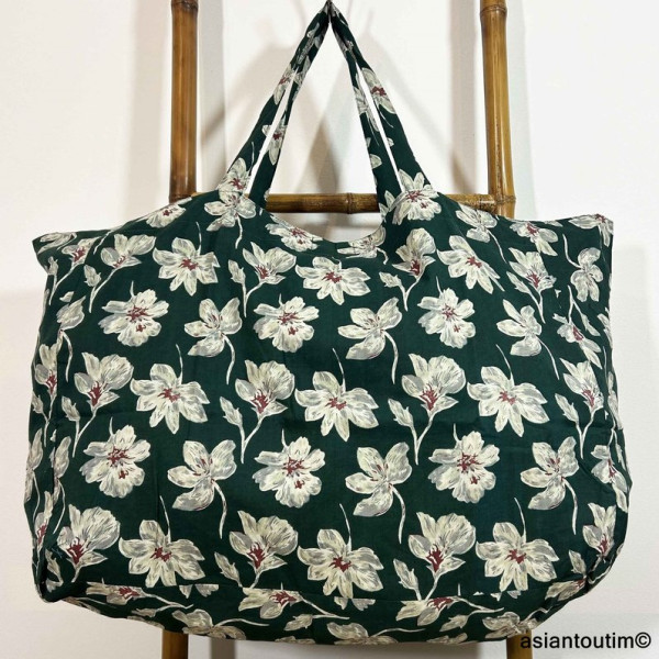 Maxi Cabas Beach Didi Coton Fleuri  Hand Block by Asiantoutim