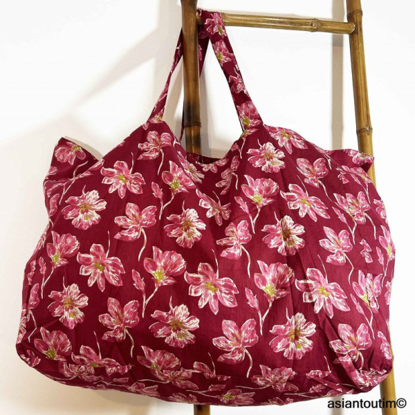 Maxi Cabas Beach Elise Coton Fleuri  Hand Block by Asiantoutim