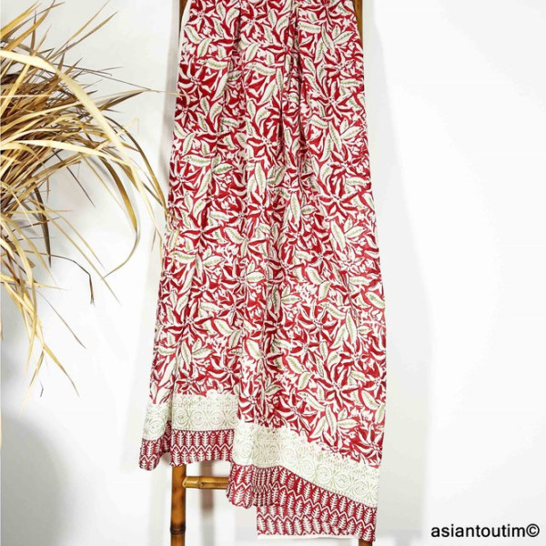 Grand foulard block print Sanganer 25.36, Etole, Paréo