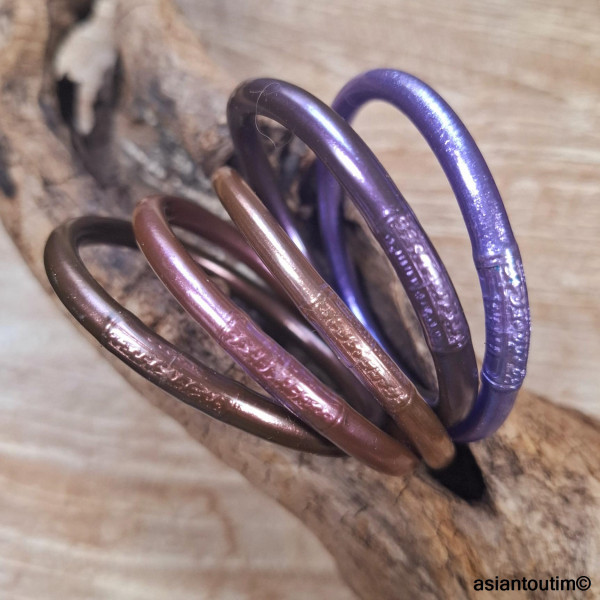 MIX & MATCH DE JONC PRUNE ET MAUVE BOUDDHISTE MODELE LARGE  Collection Mantra Qualité Premium