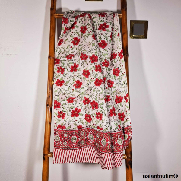 Grand foulard block print Sanganer 25.25, Etole, Paréo