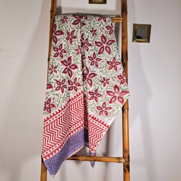 Grand foulard block print Sanganer 25.26, Etole, Paréo