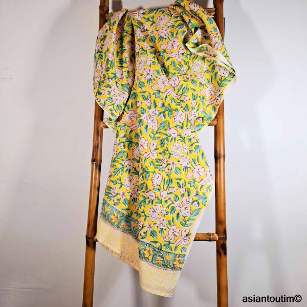 Grand foulard block print Sanganer 25.30, Etole, Paréo