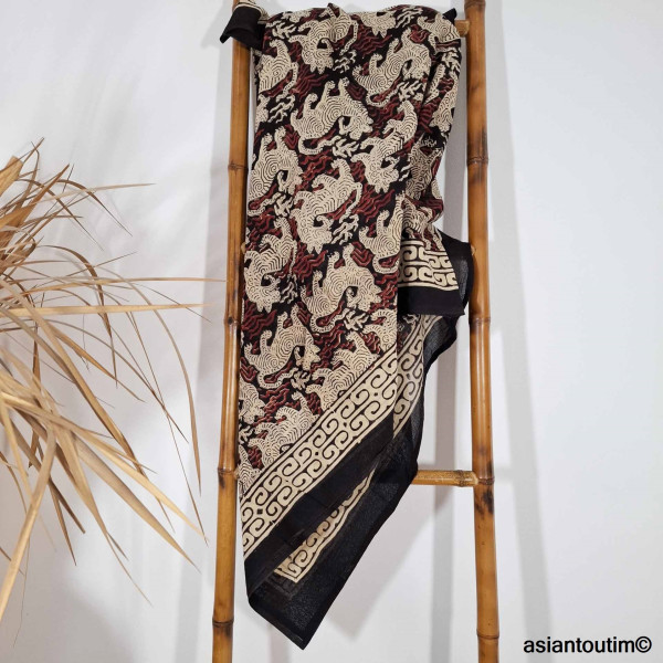 Grand foulard block print Bagru 28, Etole, Paréo