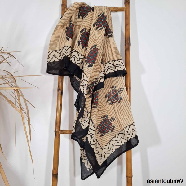Grand foulard block print Bagru 29, Etole, Paréo