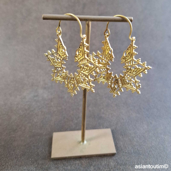 Boucles d'oreilles Picot en laiton, Boucles d'oreilles bohème, Boucles d'oreilles ethniques BO26