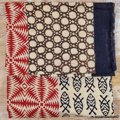 Grand foulard block print Bagru 1, Etole, Paréo Grand foulard block print Bagru 1, Etole, Paréo
