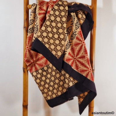 Grand foulard block print Bagru 1, Etole, Paréo Grand foulard block print Bagru 1, Etole, Paréo
