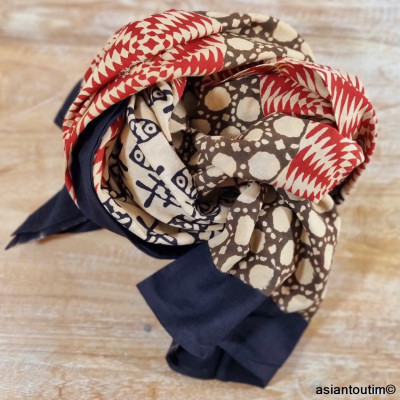 Grand foulard block print Bagru 1, Etole, Paréo Grand foulard block print Bagru 1, Etole, Paréo