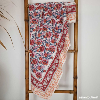 Grand foulard block print...