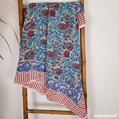 Grand foulard block print...