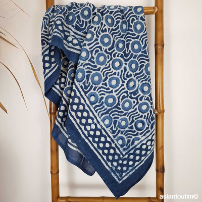 Grand foulard block print...