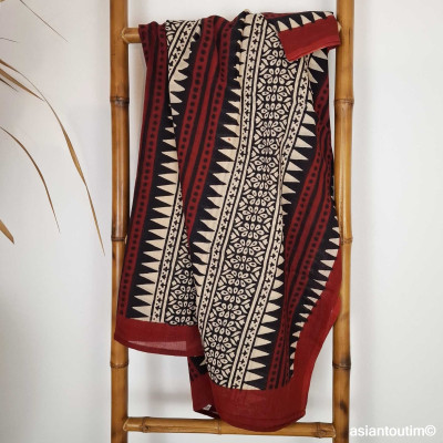 Grand foulard block print...