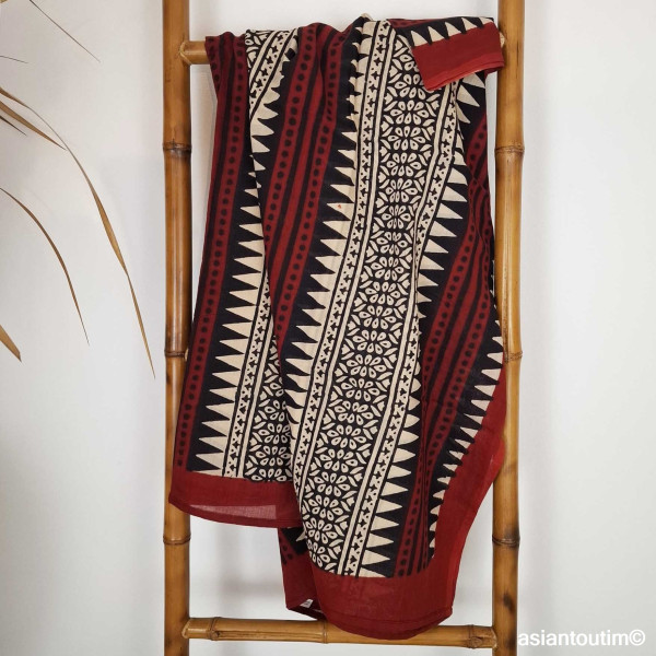 Grand foulard block print Bagru 26.2, Etole, Paréo