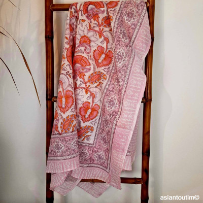 Grand foulard block print...