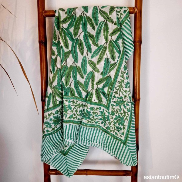 Grand foulard block print Sanganer 26.6, Etole, Paréo