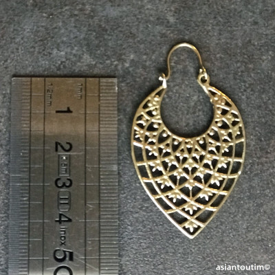 Boucles d'oreilles Ovales Arabesque en laiton, Boucles d'oreilles bohème, Boucles d'oreilles ethniques